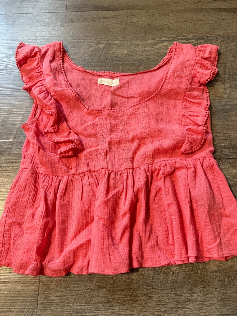Altar'd State Coral Ruffle Peplum Camisole